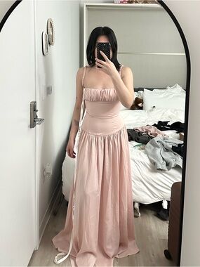 Blush pink drop waist Maxi Dress
